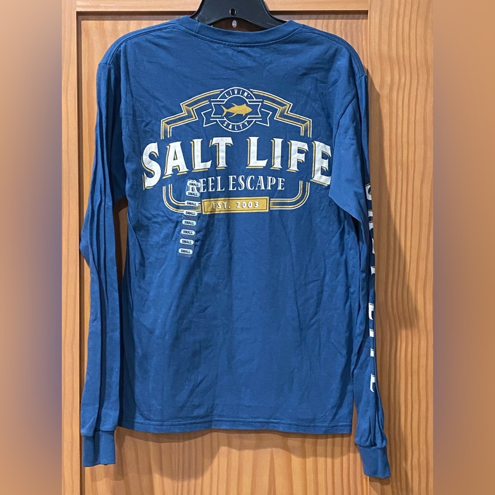 Salt Life Men’s Reel Escape Blue Long Sleeve T-Shirt NWT S